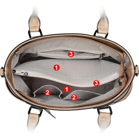 PU Leather Weave Brown Shoulder Bag for Women Elegant Top Handle Designer Purse - Picture 5 of 7